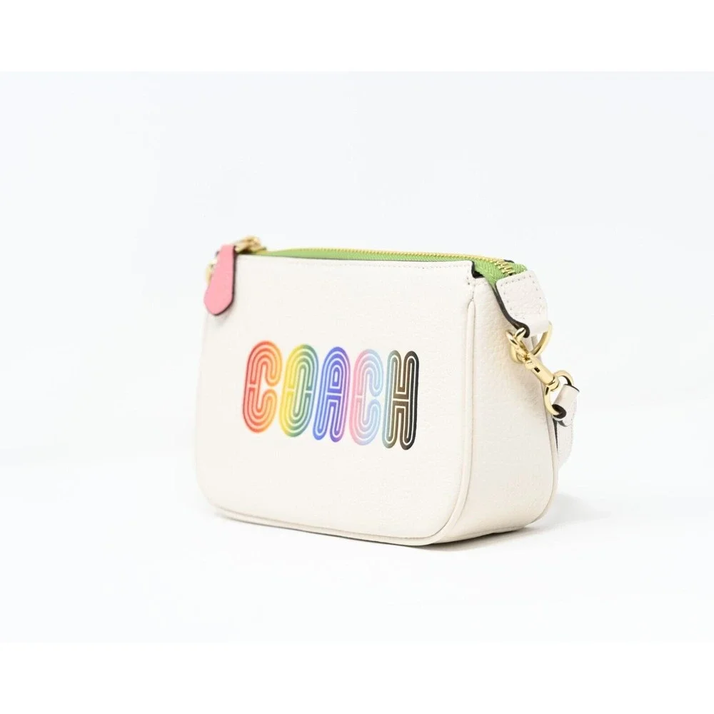 COACH NOLITA 19 Pride Rainbow Graphic Chalk Multi Pebbled Leather NWT CA438 $218 - Picture 2 of 16